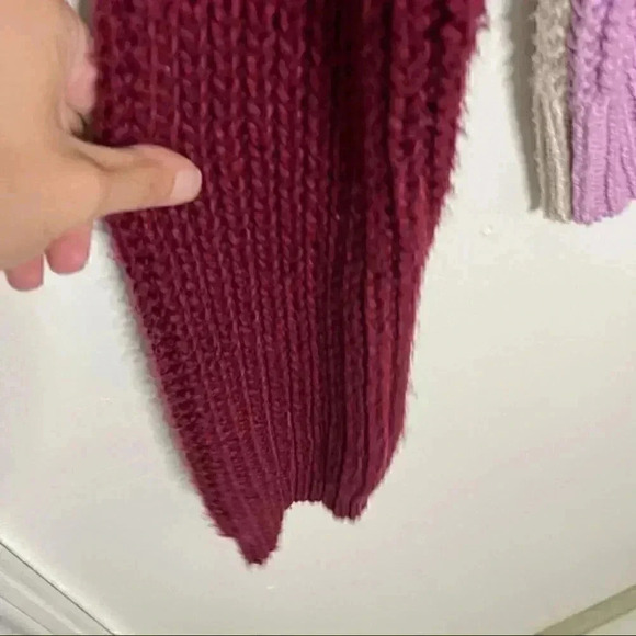 NWT Wildfox Color Me Beverly Crochet Color-Block Sweater White Purple Medium - Picture 4 of 7